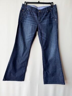 Gap Long & Lean Trouser Jeans Petite 12 Dark Wash Mid Rise Stretch Denim